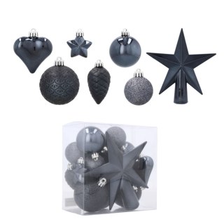 Komplet 19 Bombek Choinkowych Kamai Christmas Decoration® - Kolor Antracyt z Gwiazdą na Czubek Kamai Christmas Decorations
