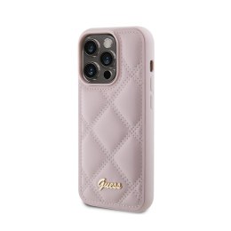 Guess Quilted Metal Logo - Etui iPhone 15 Pro (różowy)