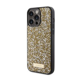 Guess Rhinestone Metal Logo - Etui iPhone 15 Pro (żółty)