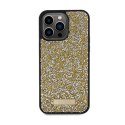 Guess Rhinestone Metal Logo - Etui iPhone 15 Pro (żółty)