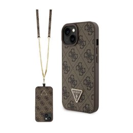 Guess Crossbody 4G Metal Logo - Etui iPhone 15 Plus (brązowy)