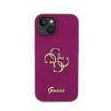 Guess Glitter Script Big 4G - Etui iPhone 15 (fioletowy)