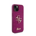 Guess Glitter Script Big 4G - Etui iPhone 15 (fioletowy)