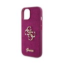 Guess Glitter Script Big 4G - Etui iPhone 15 (fioletowy)