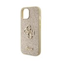 Guess Glitter Script Big 4G - Etui iPhone 15 (złoty)