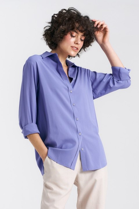 Wiskozowa koszula oversize K75 Violet - Nife Nife