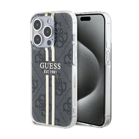 Guess IML 4G Gold Stripe - Etui iPhone 15 Pro (czarny)