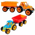 DUZY TRAKTOR CIĄGNIK Z PRZYCZEPĄ PAKA MASZYNA 54cm