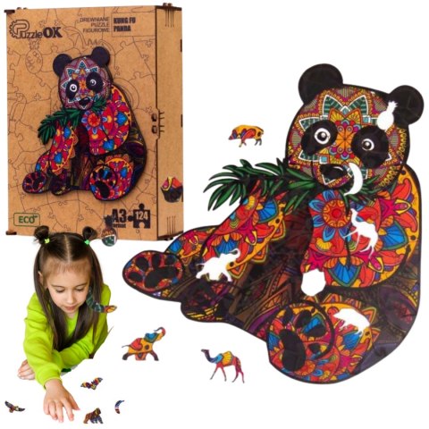 PUZZLE DREWNIANE UKŁADANKA KUNG FU PANDA MIŚ KOLOR