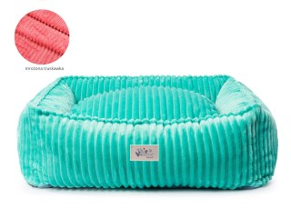 Legowisko Psiokąt Hevea Psie Historie Minky 60x60 (Mrożona Truskawka)