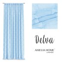 Firana DELVA kolor błękitny haftowany motyw boho taśma taśma woal 140x250 ameliahome - SCURT/AH/DELVA/PLEAT/BABYBLUE/140X250