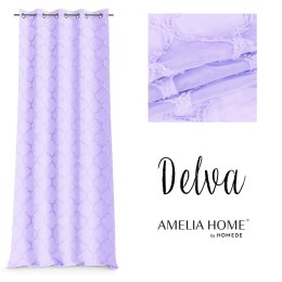 Firana DELVA kolor liliowy haftowany motyw boho przelotki przelotki srebrne woal 140x250 ameliahome - SCURT/AH/DELVA/EYELETS/LAV