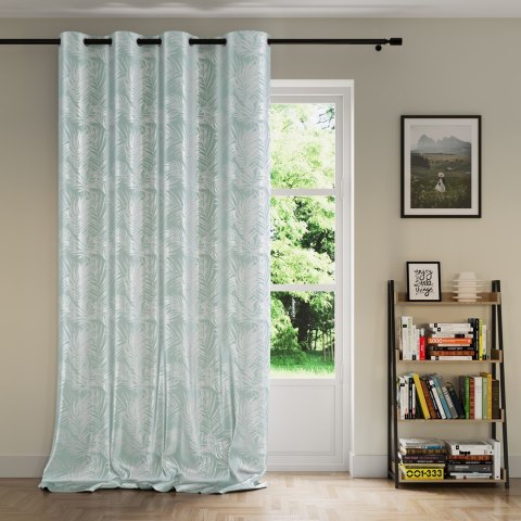 Zasłona SILVERLEAVES kolor miętowy   przelotki srebrne velvet 140x245 AmeliaHome - CURT/AH/VELVET/SILVERLEA