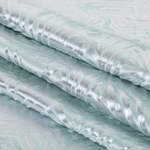 Zasłona SILVERLEAVES kolor miętowy   przelotki srebrne velvet 140x245 AmeliaHome - CURT/AH/VELVET/SILVERLEA