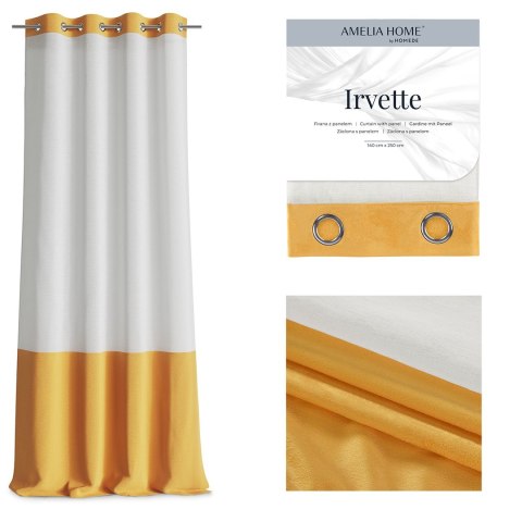 Firana IRVETTE kolor biały przelotki przelotki srebrne woal, velvet 140x250 ameliahome - SCURT/AH/IRVETTE/EYELETS/YELLOW/140X250