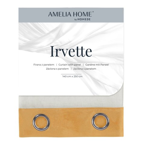 Firana IRVETTE kolor biały przelotki przelotki srebrne woal, velvet 140x250 ameliahome - SCURT/AH/IRVETTE/EYELETS/YELLOW/140X250