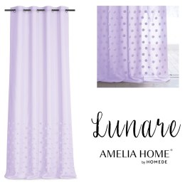 Firana LUNARE kolor liliowy haftowany motyw boho przelotki przelotki srebrne woal 140x250 ameliahome - SCURT/AH/LUNARE/EYELETS/L