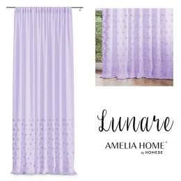 Firana LUNARE kolor liliowy haftowany motyw boho taśma taśma woal 140x270 ameliahome - SCURT/AH/LUNARE/PLEAT/LAVENDER/140X270