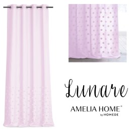 Firana LUNARE kolor różowy haftowany motyw boho przelotki przelotki srebrne woal 140x270 ameliahome - SCURT/AH/LUNARE/EYELETS/PI