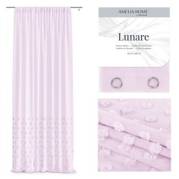 Firana LUNARE kolor różowy haftowany motyw boho taśma taśma woal 140x250 ameliahome - SCURT/AH/LUNARE/PLEAT/PINK/140X250