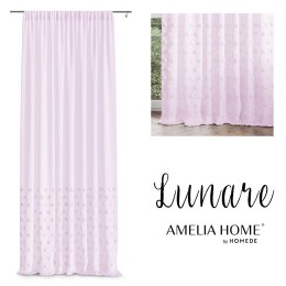 Firana LUNARE kolor różowy haftowany motyw boho taśma taśma woal 140x250 ameliahome - SCURT/AH/LUNARE/PLEAT/PINK/140X250