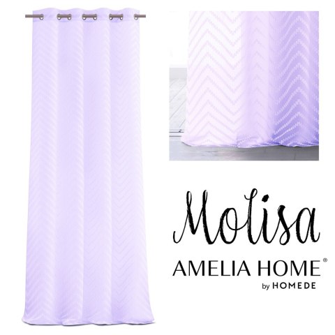 Firana MOLISA kolor liliowy haftowany motyw boho przelotki srebrne woal 140x270 ameliahome - SCURT/AH/MOLISA/EYELETS/LAVENDER/14