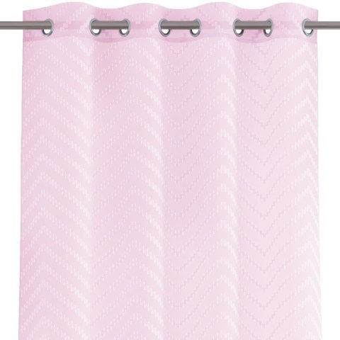 Firana MOLISA  różowy haftowany motyw boho przelotki srebrne woal 140x270 ameliahome - SCURT/AH/MOLISA/EYELETS/PINK/140X270