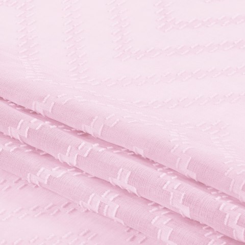 Firana MOLISA  różowy haftowany motyw boho przelotki srebrne woal 140x270 ameliahome - SCURT/AH/MOLISA/EYELETS/PINK/140X270
