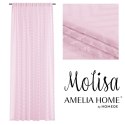 Firana MOLISA kolor różowy haftowany motyw boho taśma woal 140x270 ameliahome - SCURT/AH/MOLISA/PLEAT/PINK/140X270