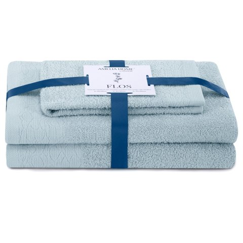 Ręcznik FLOS kolor błękitny styl klasyczny 30x50+50x90+70x130 ameliahome - TOWEL/AH/FLOS/BLUE/SET30x50+50x90+70x130