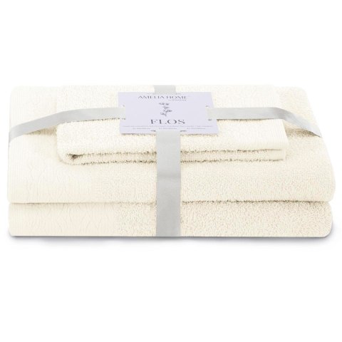 Ręcznik FLOS kolor kremowy styl klasyczny 30x50+50x90+70x130 ameliahome - TOWEL/AH/FLOS/CREAM/SET30x50+50x90+70x130