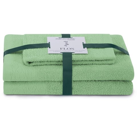 Ręcznik FLOS kolor zielony styl klasyczny 30x50+50x90+70x130 ameliahome - TOWEL/AH/FLOS/CELAD/SET30x50+50x90+70x130