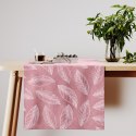 Obrus CALM kolor różowy drukowany motyw roślinny styl klasyczny 40x140 ameliahome - TCLOTH/AH/VELVET/CALM/ROSE/40X140