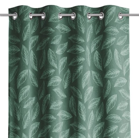 Zasłona CALM kolor butelkowa zieleń   srebrne przelotki metalowe srebrne velvet 140x250 Am