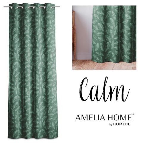 Zasłona CALM kolor butelkowa zieleń   srebrne przelotki metalowe srebrne velvet 140x250 Am