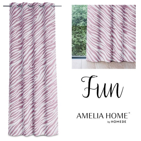 Zasłona FUN kolor różowy    srebrne przelotki metalowe srebrne velvet 140x250 AmeliaHome 