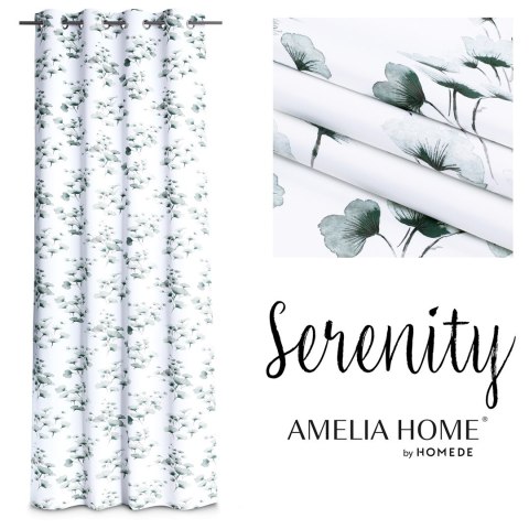 Zasłona SERENITY kolor biały   srebrne przelotki metalowe srebrne  140x250 AmeliaH
