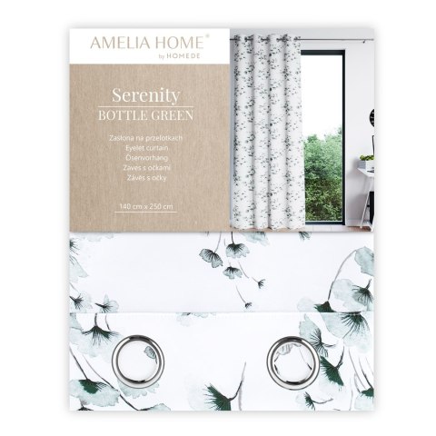 Zasłona SERENITY kolor biały   srebrne przelotki metalowe srebrne  140x250 AmeliaH