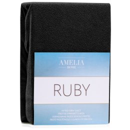 Prześcieradło RUBY frotte 80-90x200 ameliahome - FITTEDFRO/AH/RUBY/BLACK44/80-90x200+30