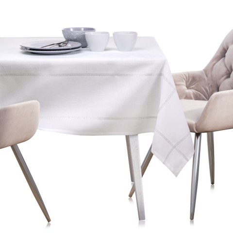 Obrus ANTONY kolor biały gładki motyw klasyczny 130x160 ameliahome - TCLOTH/AH/ANTONY/WHITE/130X160