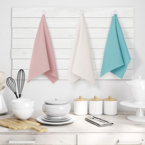 Ręcznik kuchenny LETTY kolor różowy tłoczony motyw klasyczny styl klasyczny 50x70 ameliahome - KIT/AH/LETTY/WAFFLE/TURQ&PINKS/3P
