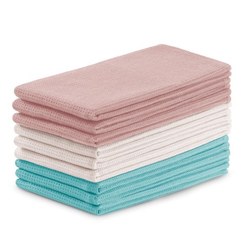 Ręcznik kuchenny LETTY kolor różowy tłoczony motyw klasyczny styl klasyczny 50x70 ameliahome - KIT/AH/LETTY/WAFFLE/TURQ&PINKS/9P