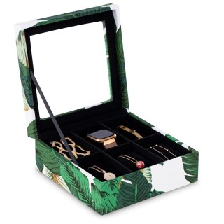 Organizer na biżuterię, kosmetyki GLASEN styl nowoczesny stojący ameliahome - JEWELRYBOX/AH/GLASEN/LEAVES/18X7