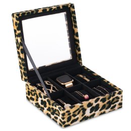 Organizer na biżuterię, kosmetyki GLASEN styl nowoczesny stojący ameliahome - JEWELRYBOX/AH/GLASEN/LEOPARD/18X7