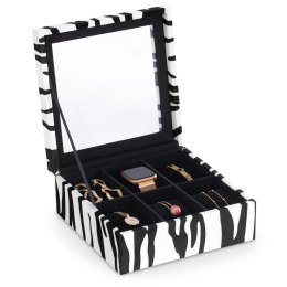 Organizer na biżuterię, kosmetyki GLASEN styl nowoczesny stojący ameliahome - JEWELRYBOX/AH/GLASEN/ZEBRA/18X7