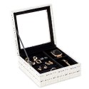 Organizer na biżuterię, kosmetyki MASCA styl boho stojący ameliahome - JEWELRYBOX/AH/MASCA/CREAM+BLACK/18X6,5