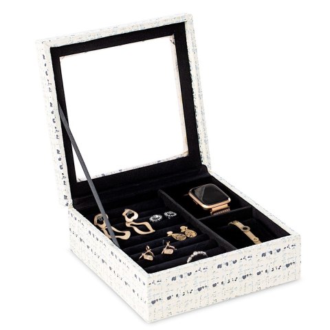 Organizer na biżuterię, kosmetyki MASCA styl boho stojący ameliahome - JEWELRYBOX/AH/MASCA/CREAM+BLACK/18X6,5