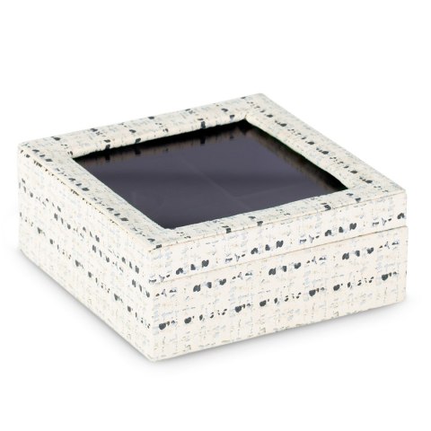 Organizer na biżuterię, kosmetyki MASCA styl boho stojący ameliahome - JEWELRYBOX/AH/MASCA/CREAM+BLACK/18X6,5