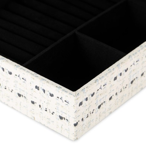 Organizer na biżuterię, kosmetyki MASCA styl boho stojący ameliahome - JEWELRYBOX/AH/MASCA/CREAM+BLACK/18X6,5