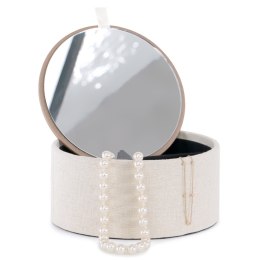 Organizer na biżuterię, kosmetyki WODEN styl boho stojący ameliahome - JEWELRYBOX/AH/WODEN/CREAM/13,8X6,2